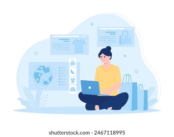 Online service raw material supply or online shopping service trending concept flat illustration