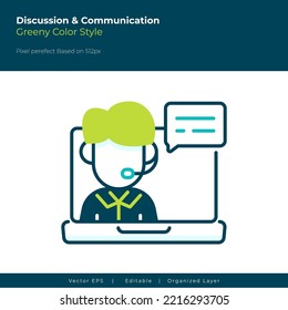 Icono de vector de servicio en línea con contorno verde