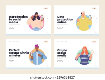 Online services and digital application for communication with data protection landing page set