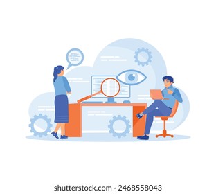 Online services on data encryption. Protect personal data from fraud. Cyber ​​security concept. Flat vector illustration.