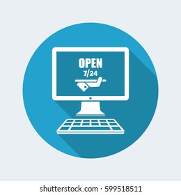 Online services open 7/24 - Vector flat icon