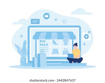 Online services or professional market platforms trending concept flat illustration