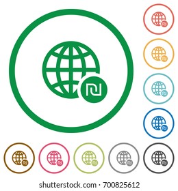 Online Shekel payment flat color icons in round outlines on white background