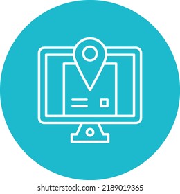 Online Shipment Tracking Line Circle Icon Vector Image. Can Also Be Used For Web Apps, Mobile Apps And Print Media.