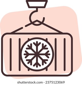 Online shippment freezer, illustration or icon, vector on white background.