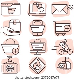 Online shippment, illustration or icon, vector on white background.