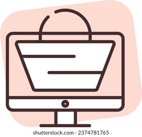 Online shippment supermarket, illustration or icon, vector on white background.