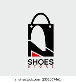 Online shoe store logo design. Illustration of a shopping bag with women's shoes.