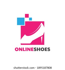 diseño de logotipo de zapatos en línea ilustración vectorial