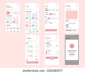 Online shoes ordering mobile app template UI UX GUI user interface kit. vector illustration.