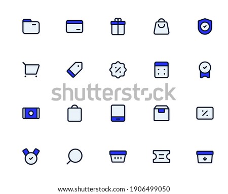 Online shooping 20 filled outline icons set design. Contains such as money, walllet, discount, tag, gift, bag and more. Vector illustration Eps 10