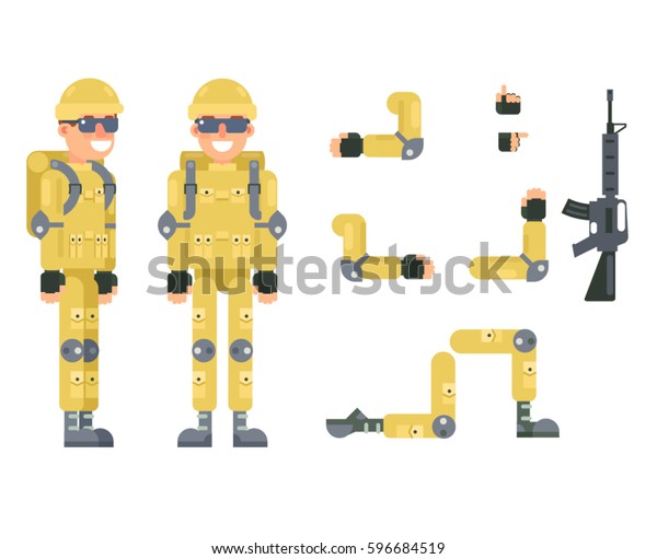 Online Shooter Gamer Soldier Immersion Virtual Stock Vector