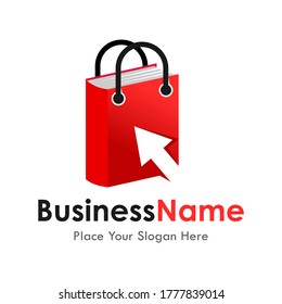 online shop with bag and book vector logo template. Suitable for business, web, education, shopping and art