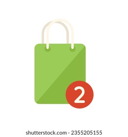 Vector plano del icono del bolso de la tienda en línea. Almacén web. Tarjeta de Internet aislada