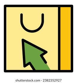 Online shop bag icon outline vector. Computer store. Retail mobile color flat