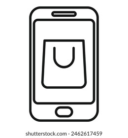 Online shop bag icon outline vector. Phone mobile app. Ecommerce sale