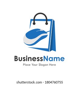 Online shop bag with mouse vector logo template. Suitable for business, web, online store and art