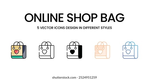 Online Shop Bag vector icons set ready to use wed and mobile apps.