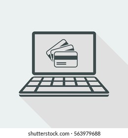 Online shop button - Credit card - Vector flat icon