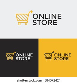 Online shop cart logo vector