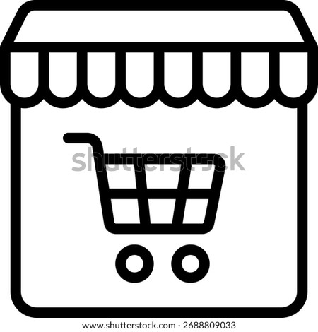 Online shop cart vector design, ecommerce platform and digital retail illustration for website and mobile use. Line Icon