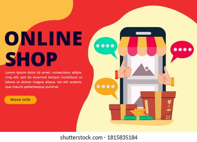 online shop concept banner vector illustration
