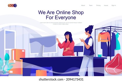 Online shop concept isometric landing page. People making purchases at clothes store, women shopping in internet at computer, 3d web banner. Vector illustration in flat design for website template