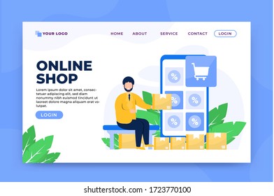 online shop concept landing page template