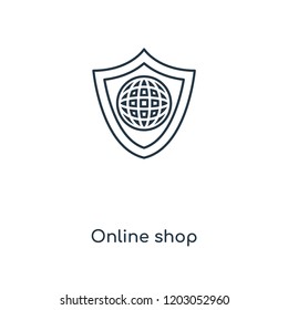 Online shop concept line icon. Linear Online shop concept outline symbol design. This simple element illustration can be used for web and mobile UI/UX.