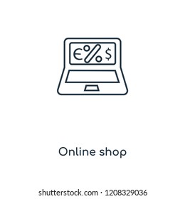 Online shop concept line icon. Linear Online shop concept outline symbol design. This simple element illustration can be used for web and mobile UI/UX.
