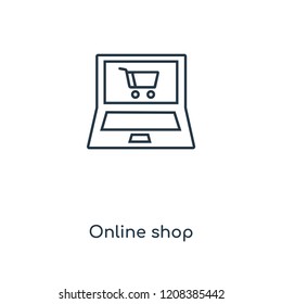 Online shop concept line icon. Linear Online shop concept outline symbol design. This simple element illustration can be used for web and mobile UI/UX.