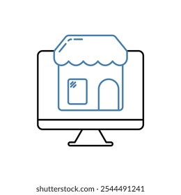 online shop concept line icon. Simple element illustration. online shop concept outline symbol design.