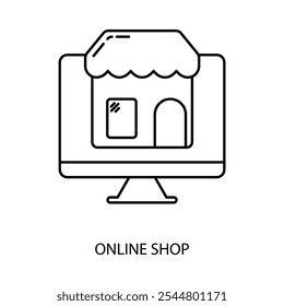 online shop concept line icon. Simple element illustration. online shop concept outline symbol design.