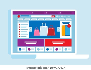 Online shop concept. Online shopping. Vector illustration 