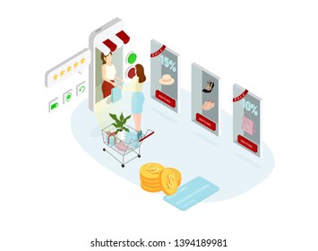 Online shop concept. Vector illustration of ecommerce