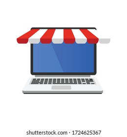 Online shop concept.Conceptual vector illustration in flat style design.Isolated on background.