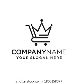 Online Shop Crown Logo Design Vector