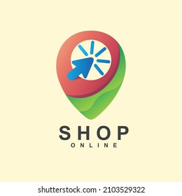 Online shop with cursor click logo design