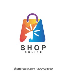 Tienda en línea con diseño de logotipo con clic de cursor