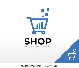 Online Shop data Logo. Shopping cart Logo design vector