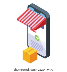 Online shop delivery icon isometric vector. Fast speed. Cargo ship