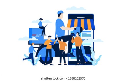 online shop delivery insight flat illustration