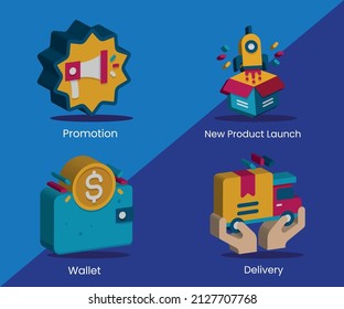 elementos de diseño de tienda en línea, símbolo, iconos en venta