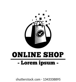 Online shop design template. Logo template for online shopping. Vector and illustration.