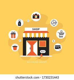 Online shop. Digital Marketing store E-commerce shopping concept