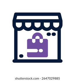 ícone duotônico da loja online. Ícone vetorial moderno e elegante para sites, aplicativos móveis, materiais de marketing e design corporativo. Totalmente dimensionável e pronto para uso.