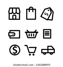 Online Shop E Commerce Outline Icon Set