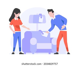 Online Shop Ecommerce Home Interior category People Choose Furniture Flat Design Style Illustration