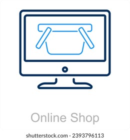 Concepto de icono de Tienda en línea y ecommerce