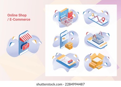 Ilustración de tienda en línea o comercio electrónico